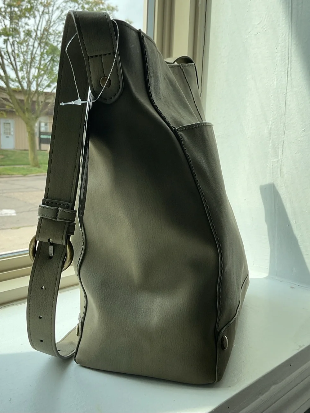 Olive Green Leather Shoulder Bag